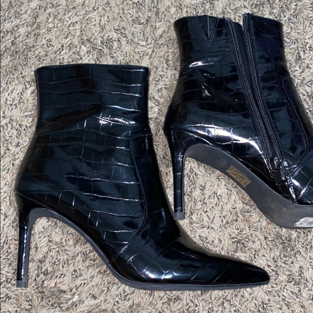 Jeffrey Campbell Snake Embossed Pointy Toe Booties - image 1